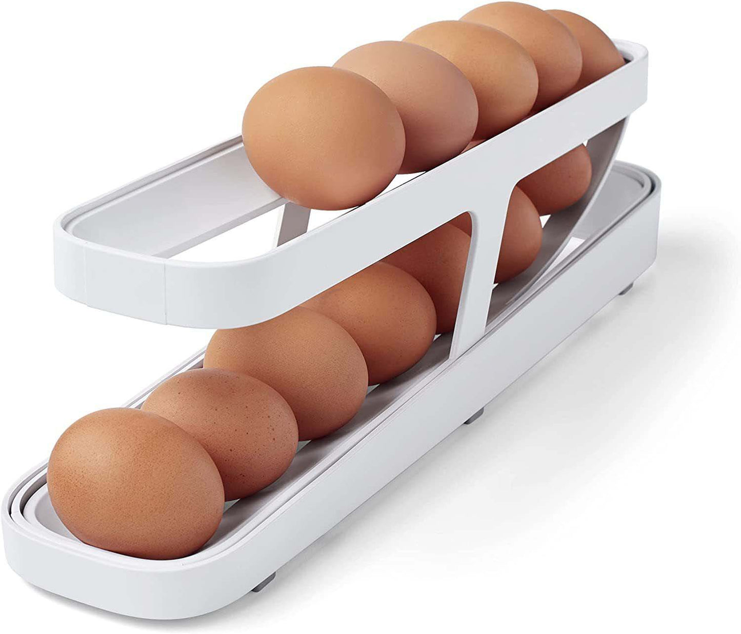 GA Automatic Scrolling Egg Rack Holder Storage Box Egg Basket Container Organizer Rolldown Refrigerator Egg Dispenser For Kitchen Gadgets