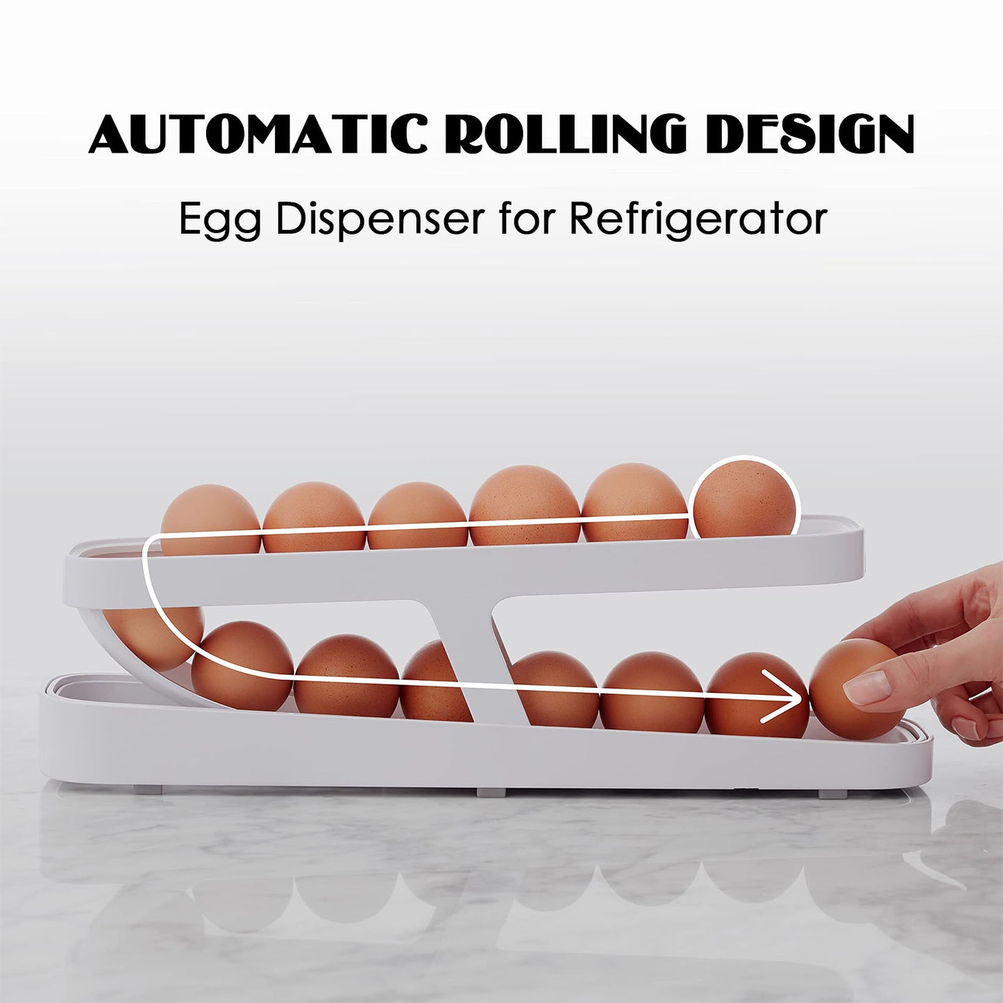 GA Automatic Scrolling Egg Rack Holder Storage Box Egg Basket Container Organizer Rolldown Refrigerator Egg Dispenser For Kitchen Gadgets