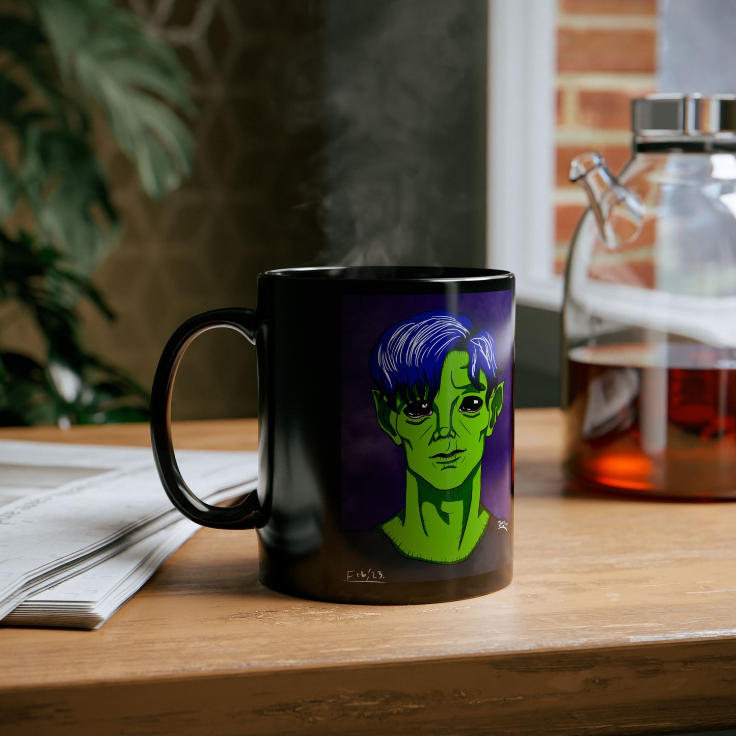 ALIENXANDER BY JOEY WATTS BLACK GLOSSY MUG