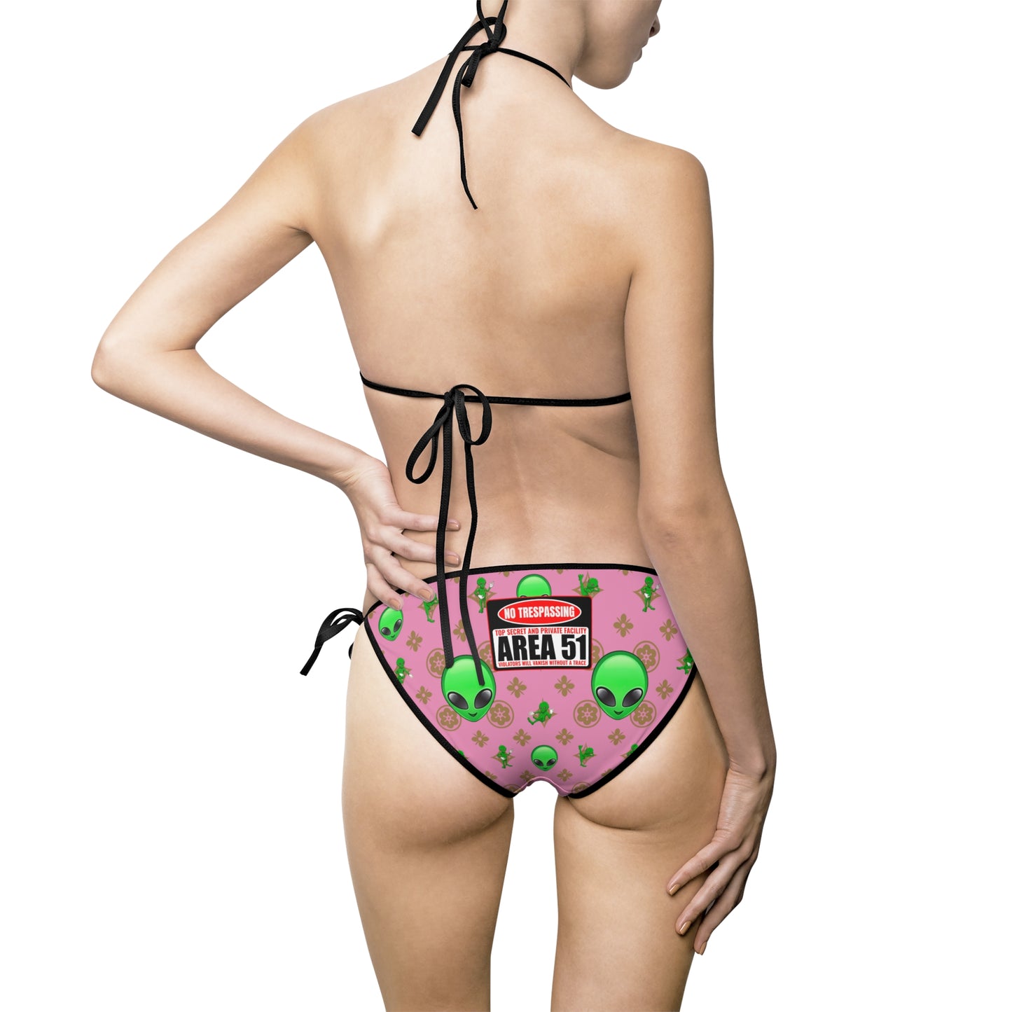 WW "Area 51" Pink Fun Alien Motif Women's Bikini Swimsuit