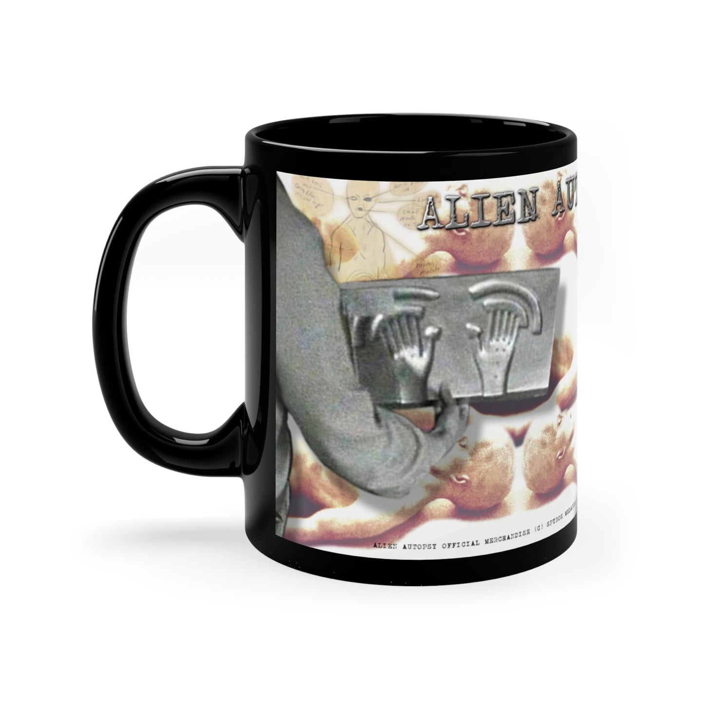 ALIEN AUTOPSY BLACK GLOSSY MUG 11 OZ