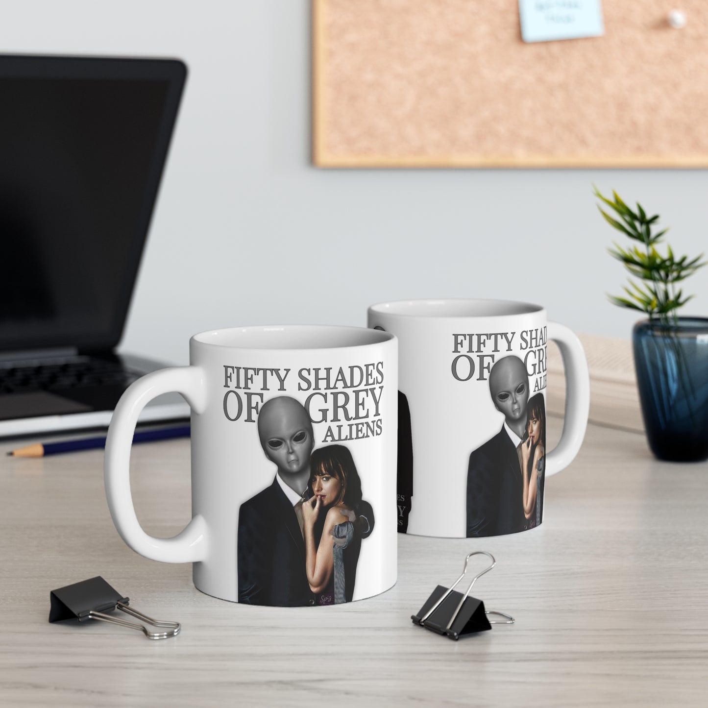 FIFTY SHADES OF GREY ALIENS WHITE GLOSSY MUG 11 OZ