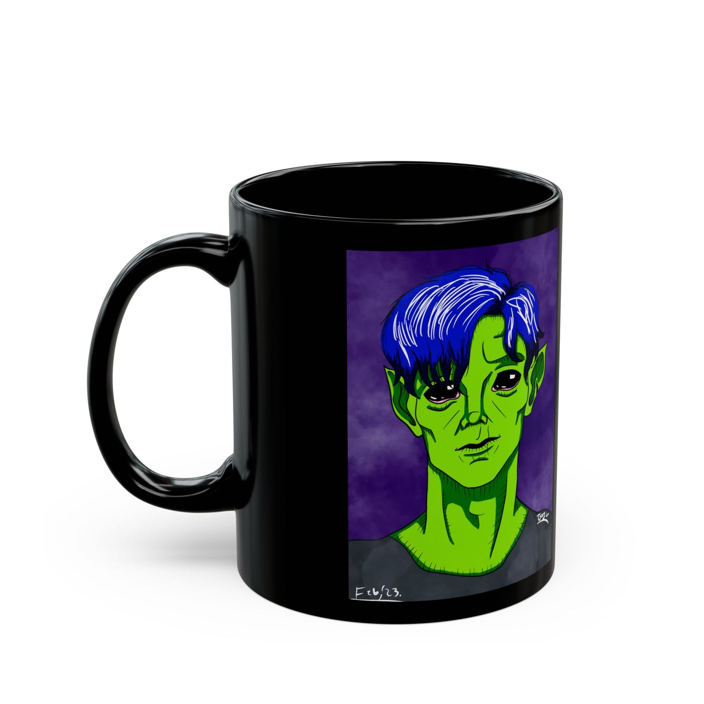 ALIENXANDER BY JOEY WATTS BLACK GLOSSY MUG