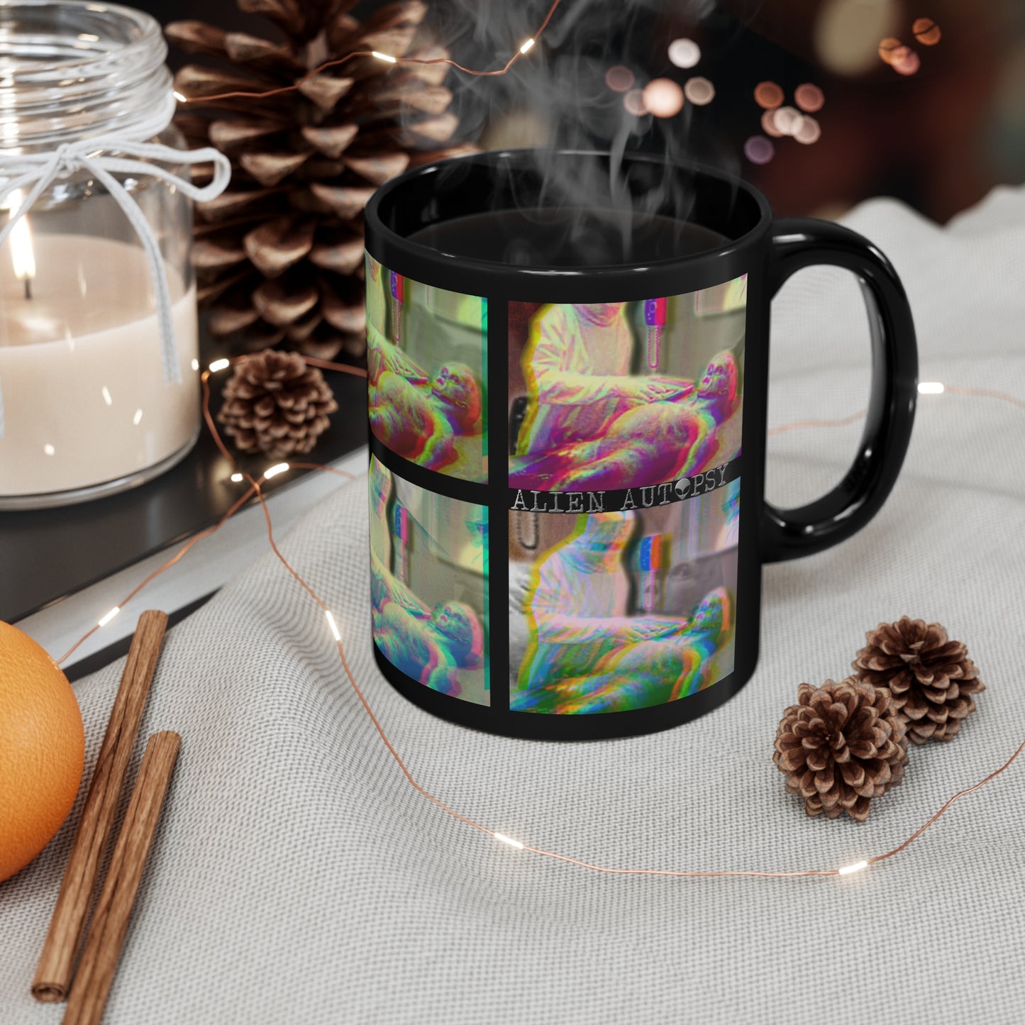 ALIEN AUTOPSY COLOUR PHASE BLACK GLOSSY MUG 11 OZ