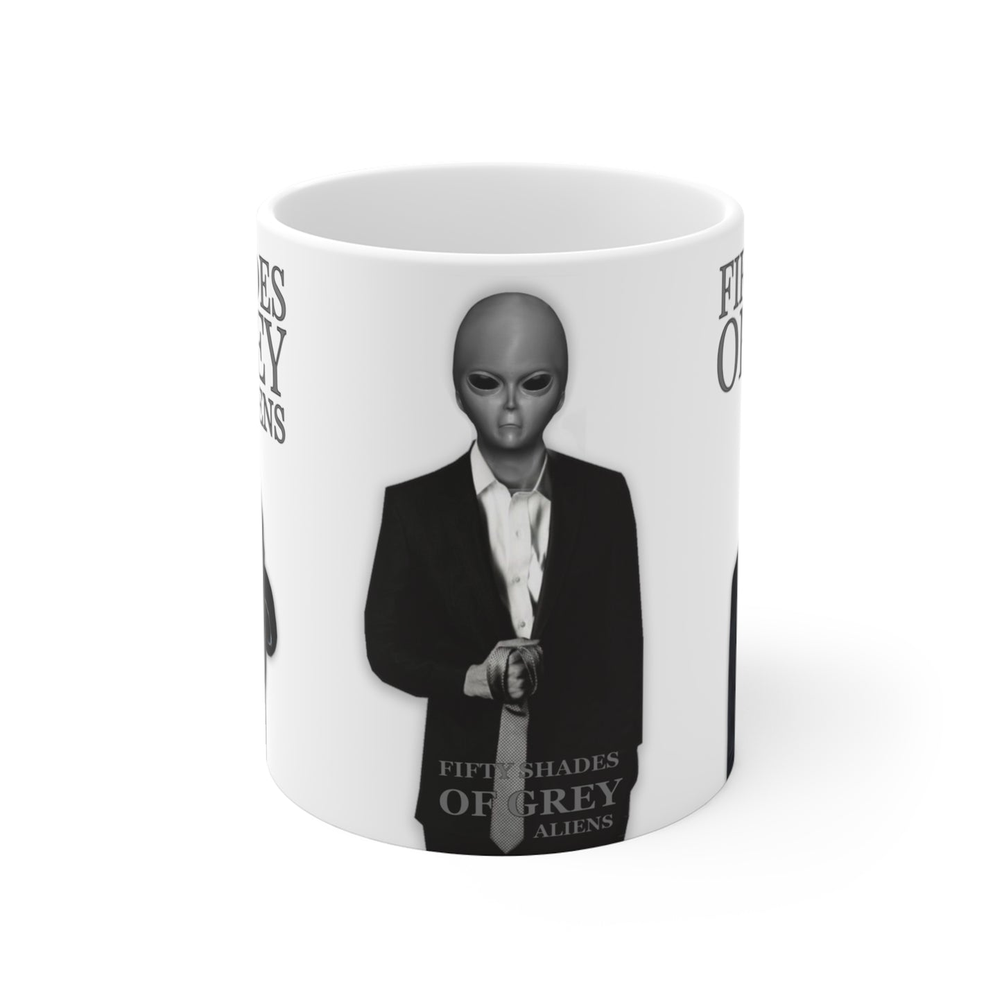 FIFTY SHADES OF GREY ALIENS WHITE GLOSSY MUG 11 OZ