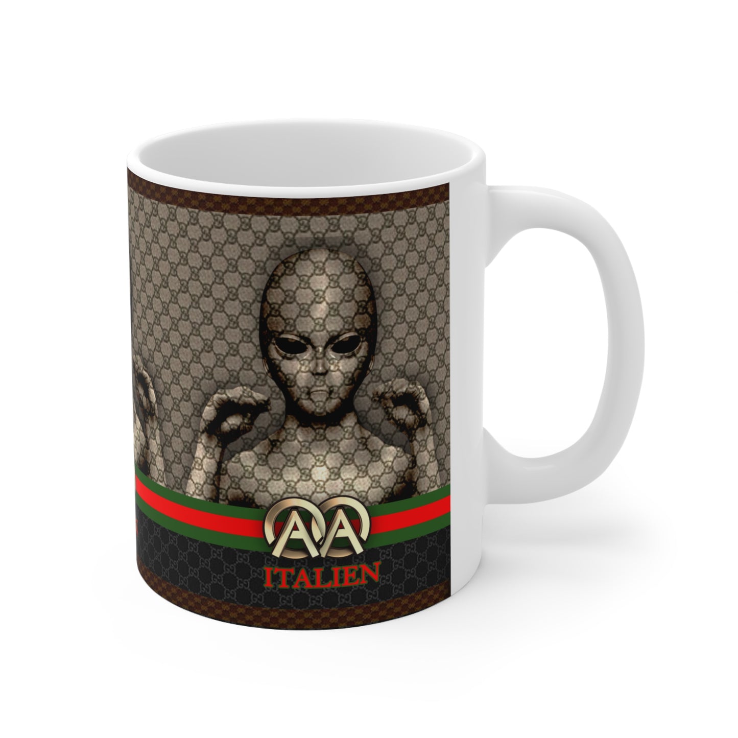 ITALIEN 'HOLOGRAM' DESIGNER WHITE GLOSSY MUG 11 OZ