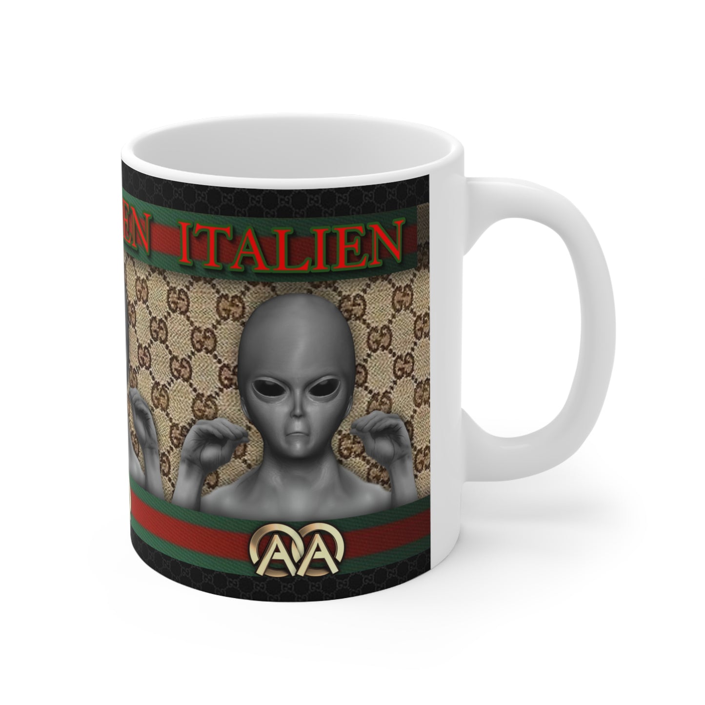 ITALIEN DESIGNER #1 WHITE GLOSSY MUG 11 OZ