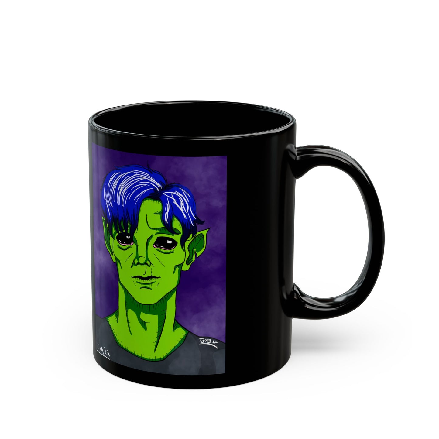 ALIENXANDER BY JOEY WATTS BLACK GLOSSY MUG