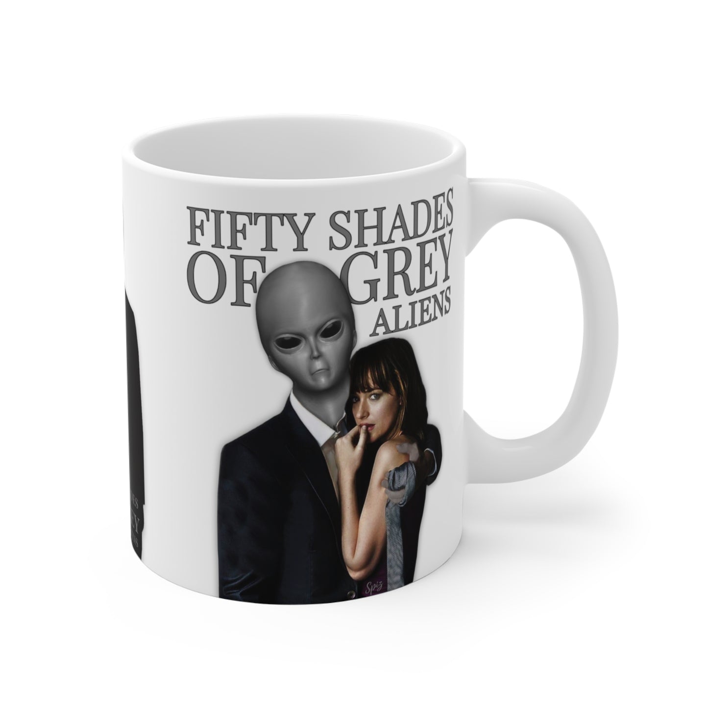 FIFTY SHADES OF GREY ALIENS WHITE GLOSSY MUG 11 OZ