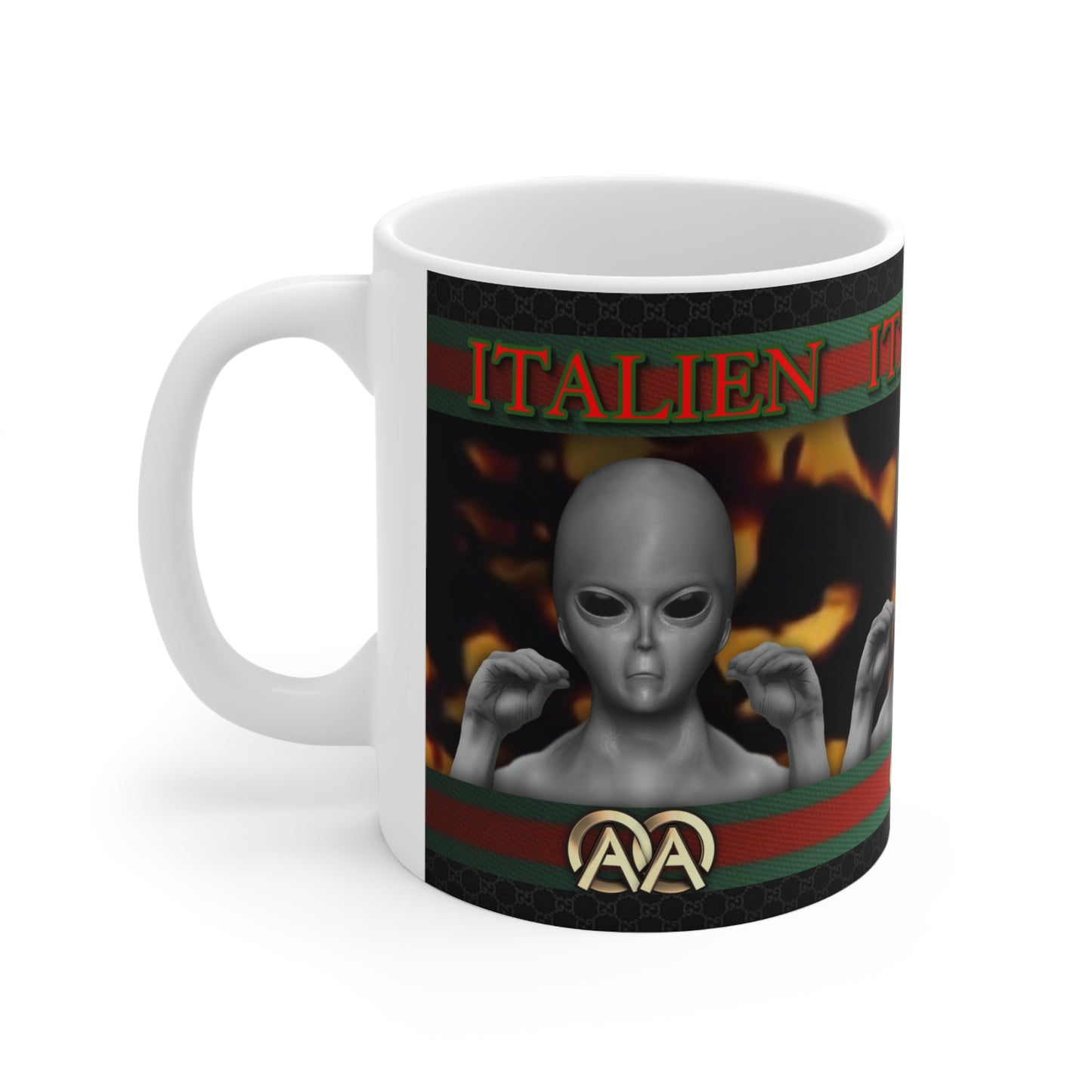 ITALIEN DESIGNER #2 WHITE GLOSSY MUG 11 OZ