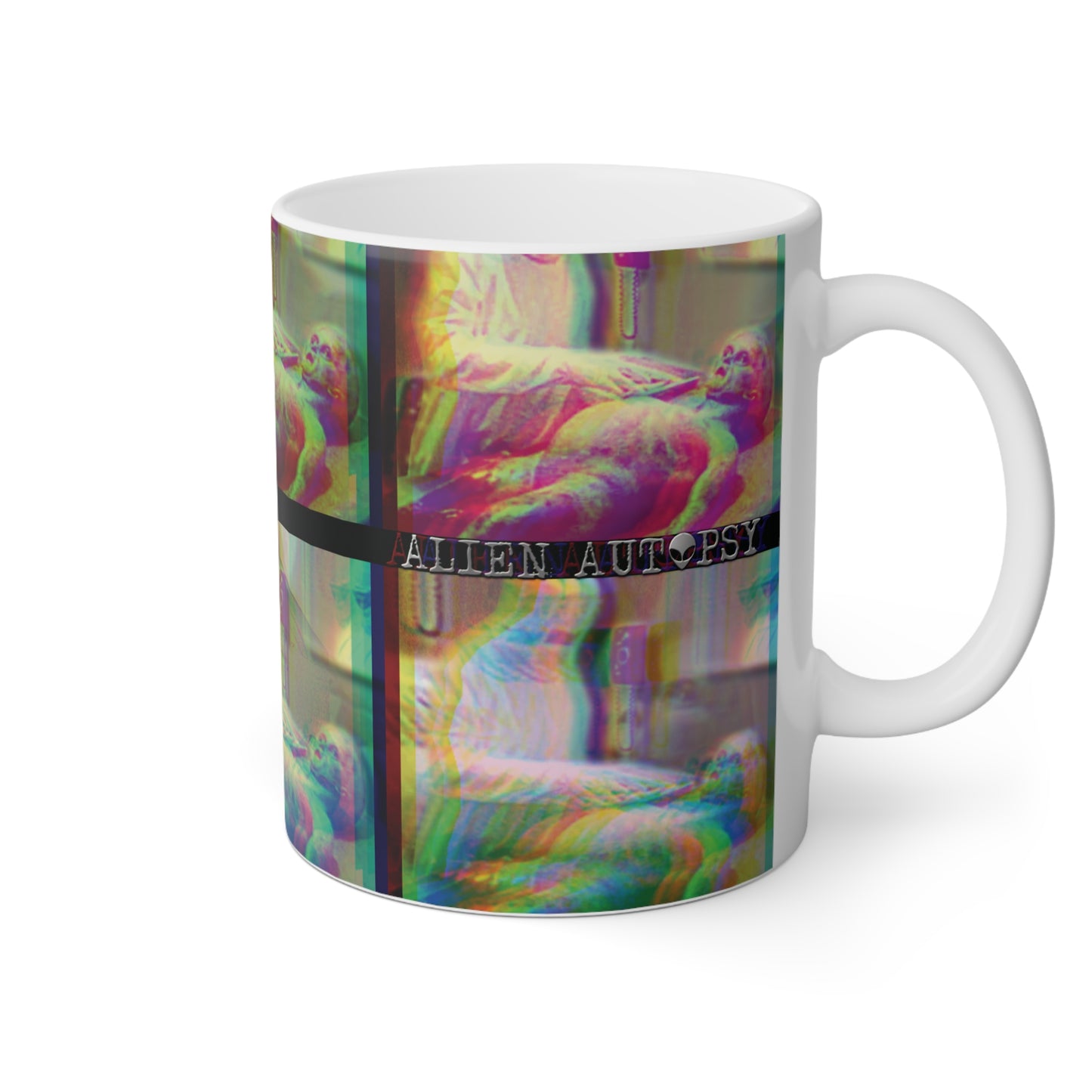 ALIEN AUTOPSY TV COLOUR PHASE WHITE GLOSSY MUG 11 OZ