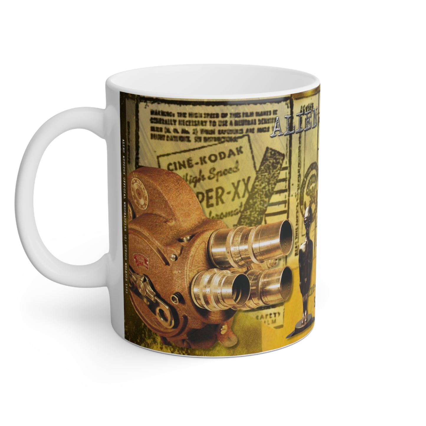 ALIEN AUTOPSY SUPER XX FILM WHITE GLOSSY MUG 11 OZ