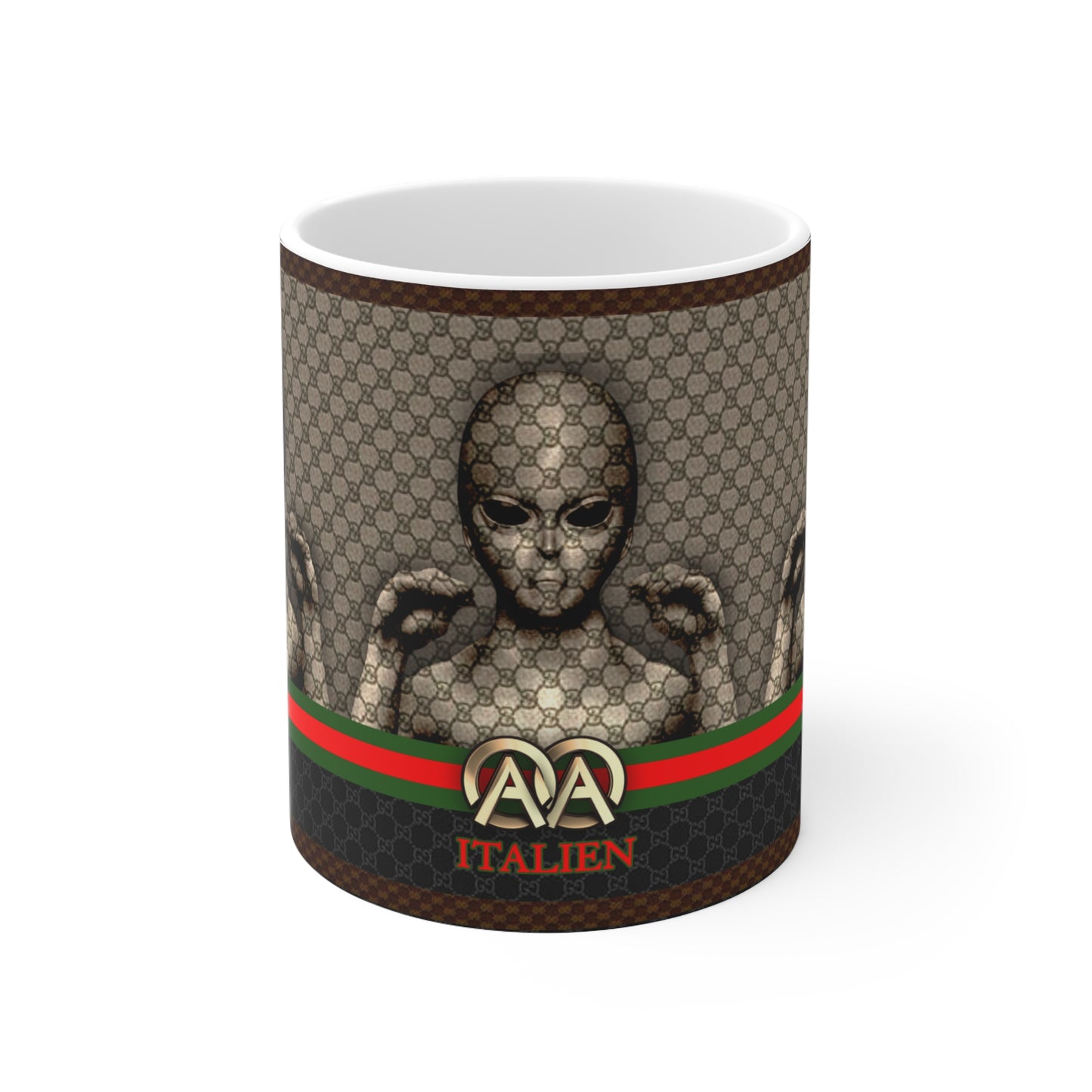 ITALIEN 'HOLOGRAM' DESIGNER WHITE GLOSSY MUG 11 OZ