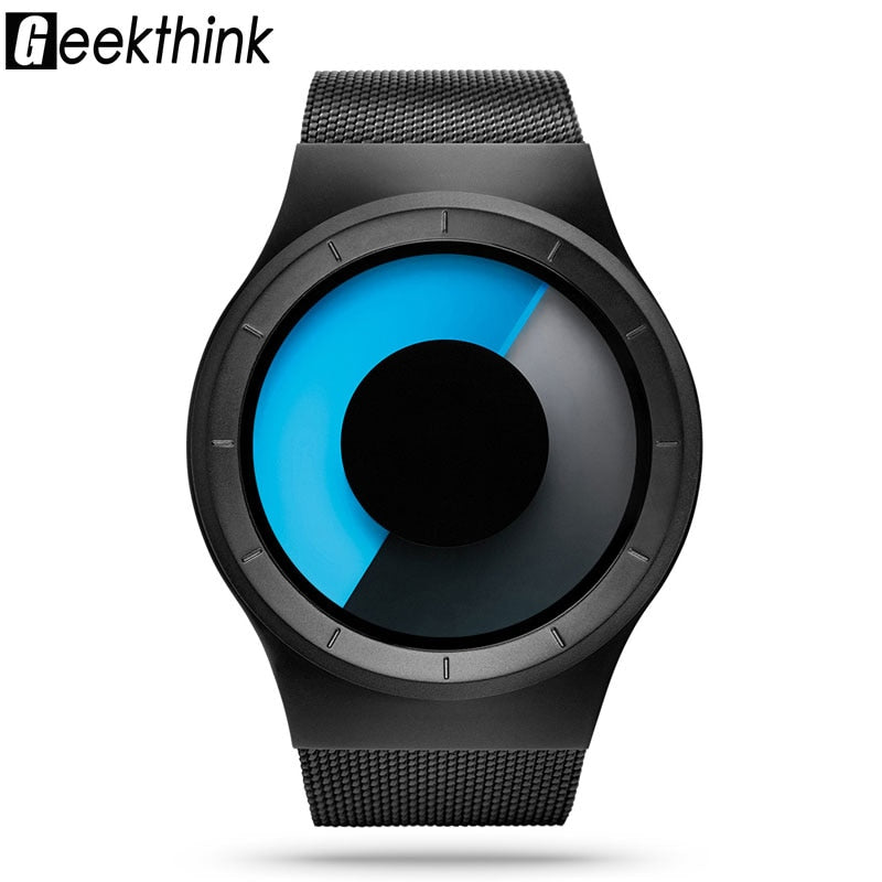 FUTURISTIC ALIEN STYLE QUARTZ UNISEX WATCHES, FOR MEN AND WOMEN, CASUAL STAINLESS STEEL MESH BAND