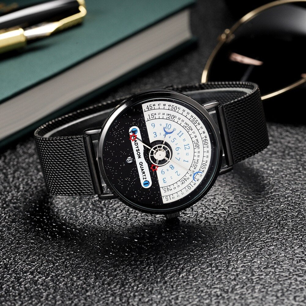 ALIEN SKY STARWATCHER CALENDAR UNISEX QUARTZ, RETRO CASUAL WATCH FOR MEN AND WOMEN, RELOGIO MASCULINO