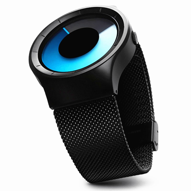 FUTURISTIC ALIEN STYLE QUARTZ UNISEX WATCHES, FOR MEN AND WOMEN, CASUAL STAINLESS STEEL MESH BAND