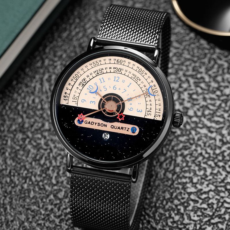 ALIEN SKY STARWATCHER CALENDAR UNISEX QUARTZ, RETRO CASUAL WATCH FOR MEN AND WOMEN, RELOGIO MASCULINO