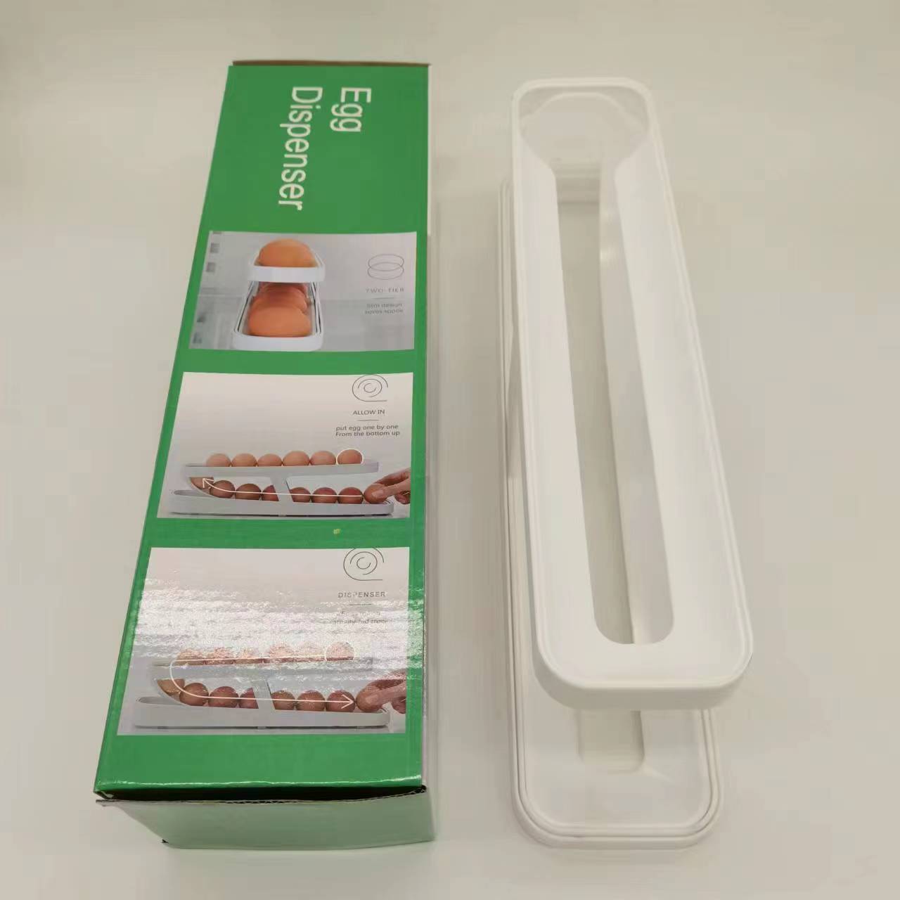 GA Automatic Scrolling Egg Rack Holder Storage Box Egg Basket Container Organizer Rolldown Refrigerator Egg Dispenser For Kitchen Gadgets