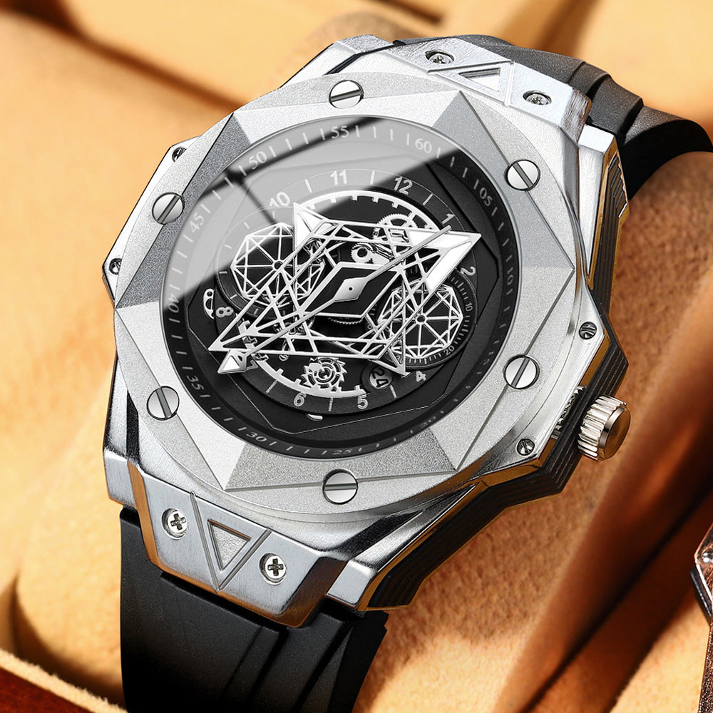 INTERGALACTIC SYMMETRY MEN'S WATERPROOF SILICONE QUARTZ WATCH