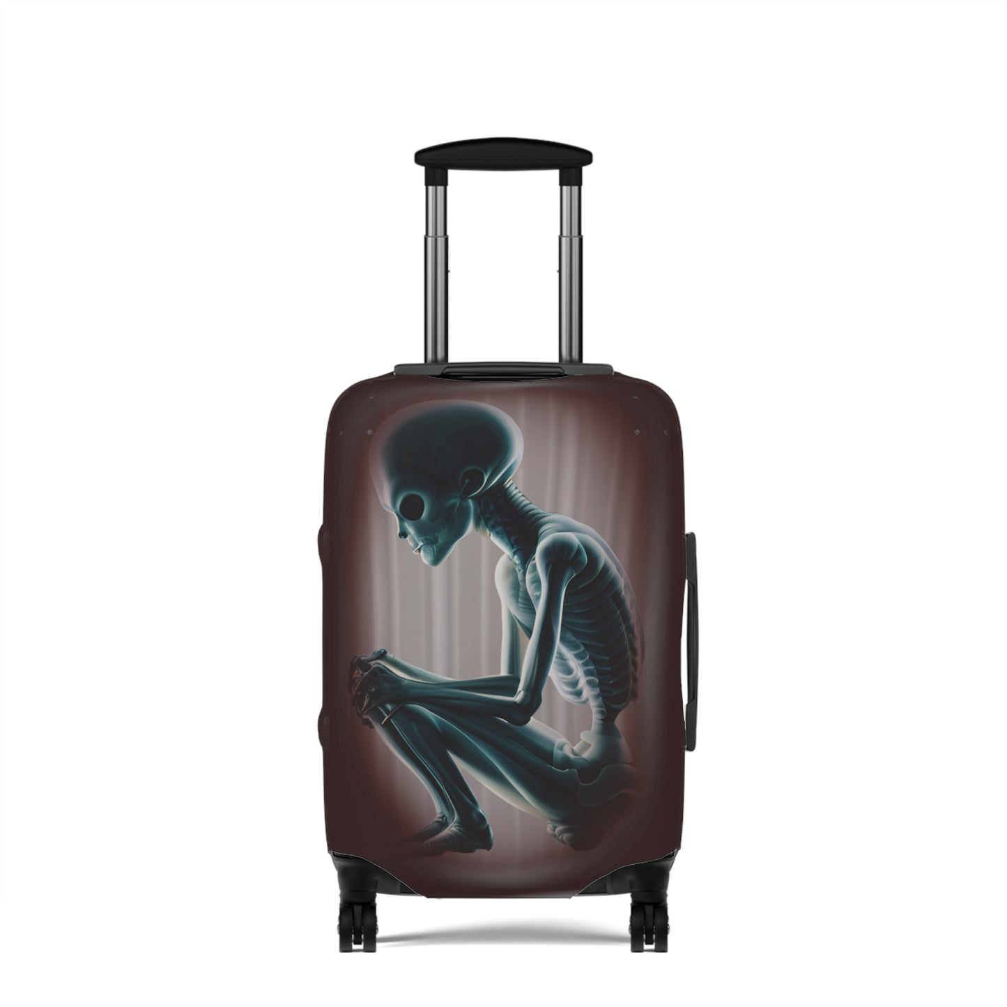 DEEP RED, NOTHING TO DECLARE, ALIEN AUTOPSY DESIGN CARRY-ON SUITCASE COVER PROTECTOR