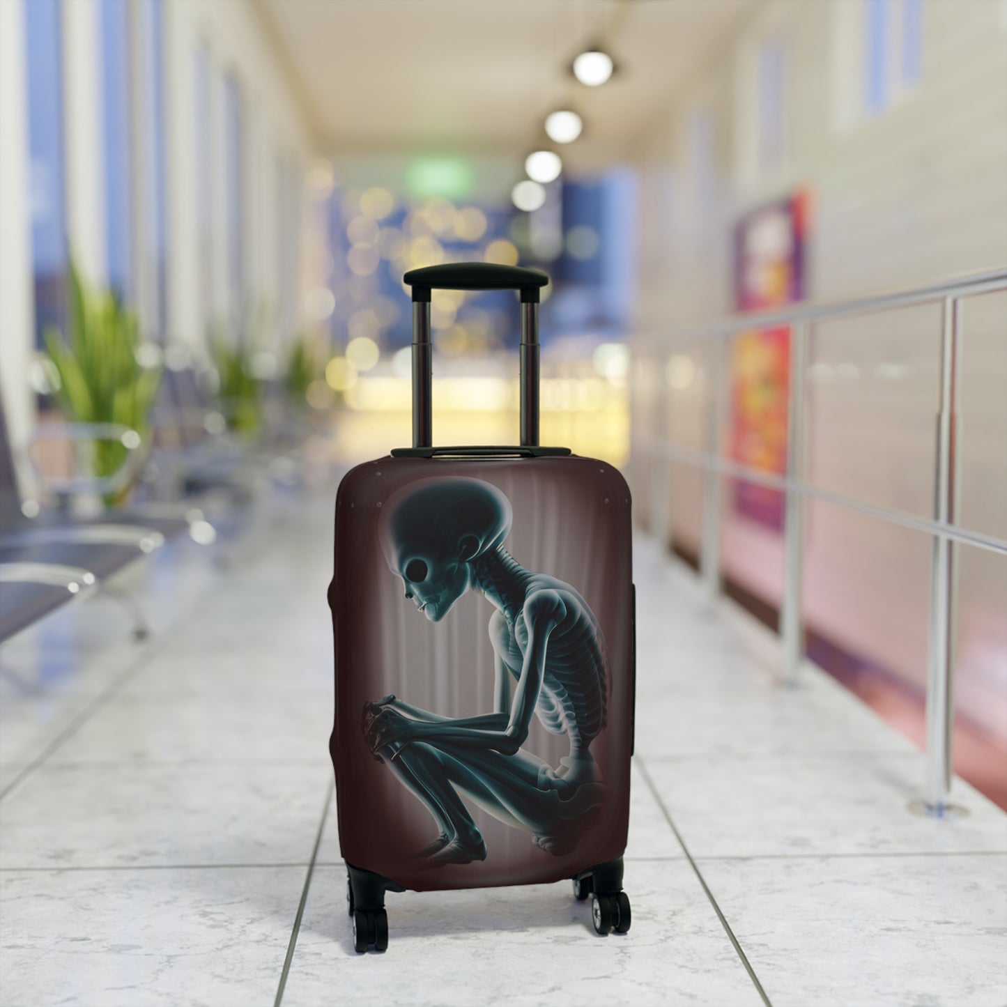 DEEP RED, NOTHING TO DECLARE, ALIEN AUTOPSY DESIGN CARRY-ON SUITCASE COVER PROTECTOR