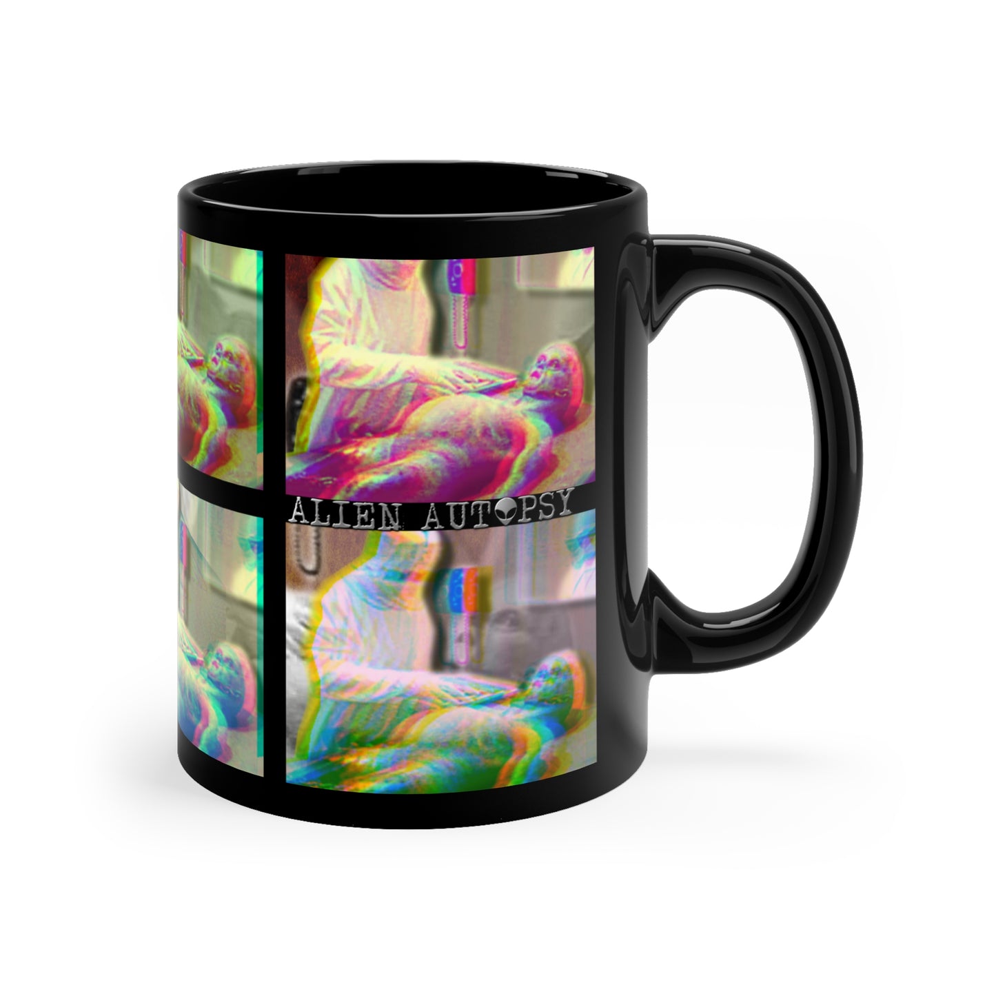 ALIEN AUTOPSY COLOUR PHASE BLACK GLOSSY MUG 11 OZ