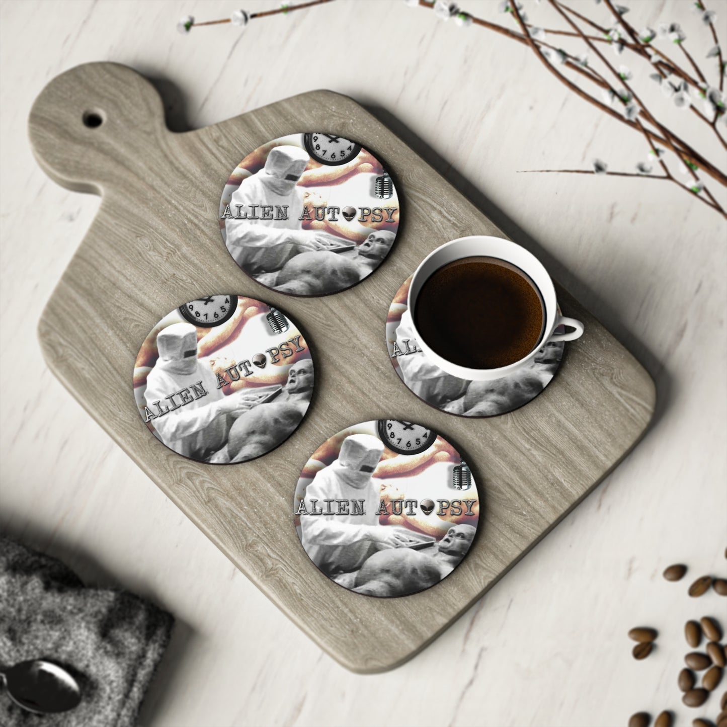 OFFICIAL ALIEN AUTOPSY DRINKS COASTERS