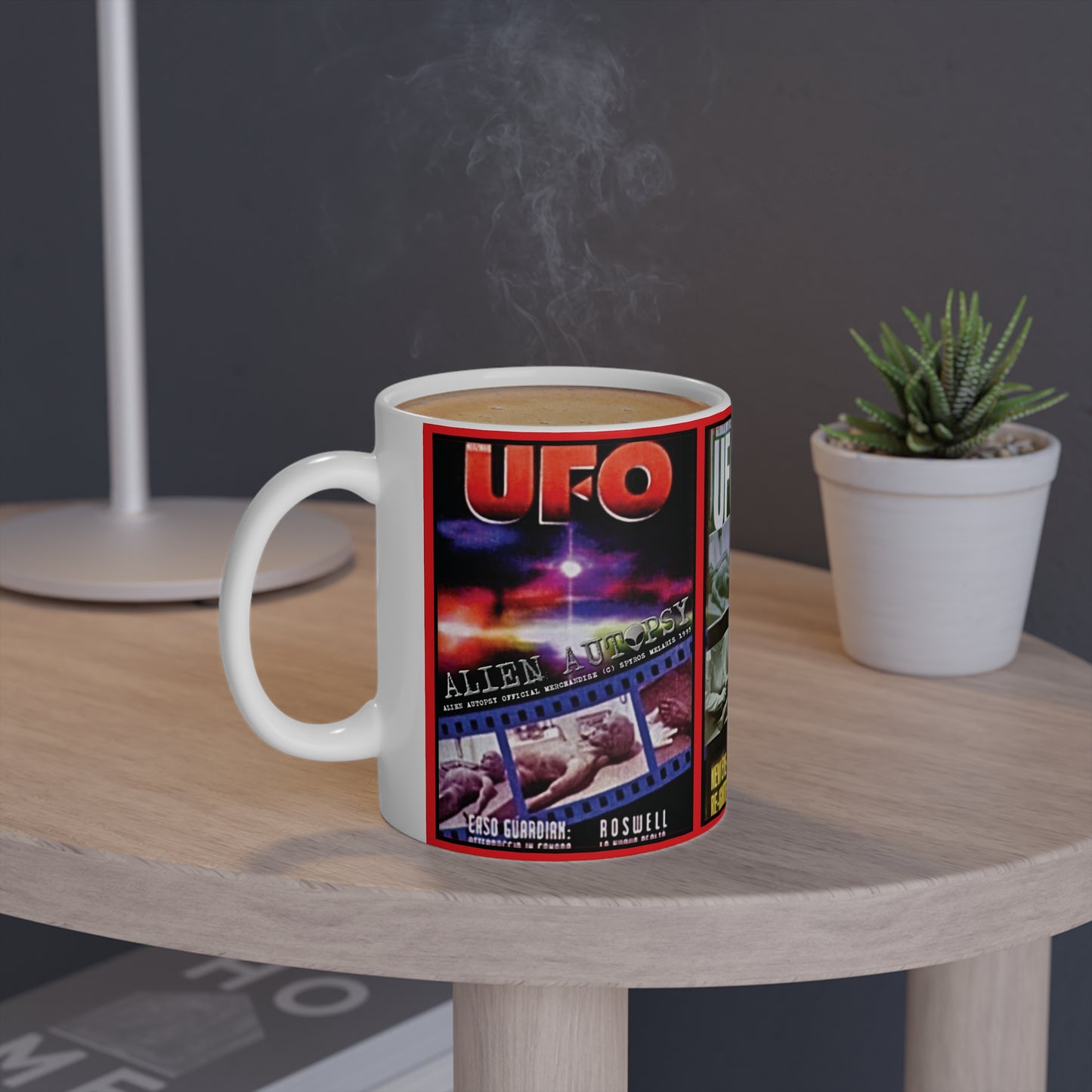 ALIEN AUTOPSY UFO MAGAZINES WHITE GLOSSY MUG 11 OZ