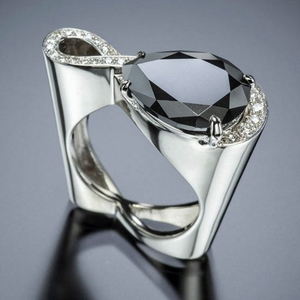ALIEN DESIGN GEOMETRIC HIGH CARBON QUALITY ZIRCON DIAMOND RING MICRO-INLAID