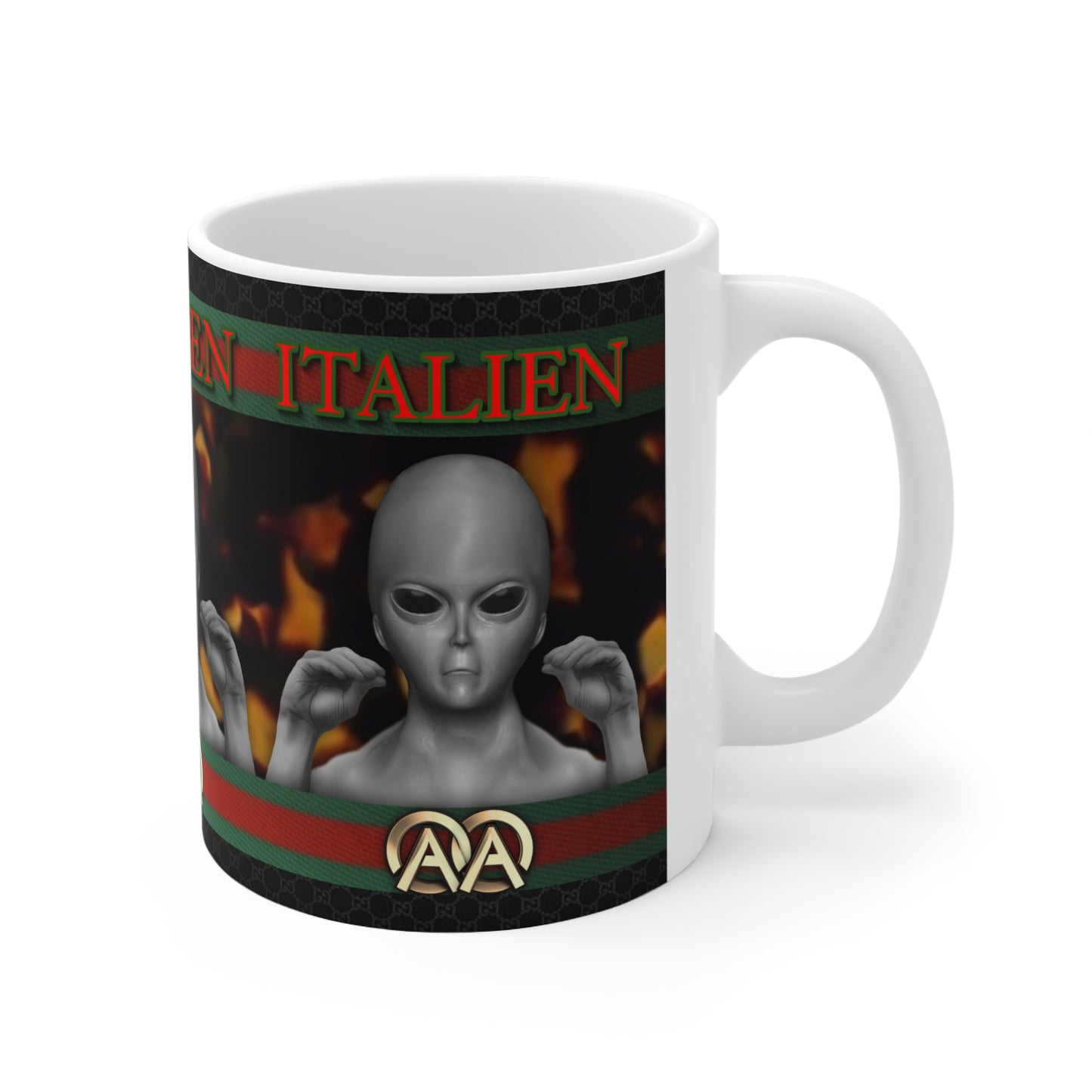 ITALIEN DESIGNER #2 WHITE GLOSSY MUG 11 OZ
