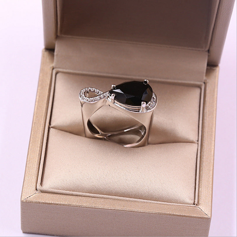 ALIEN DESIGN GEOMETRIC HIGH CARBON QUALITY ZIRCON DIAMOND RING MICRO-INLAID