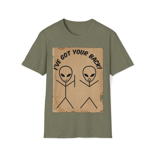 I'VE GOT YOUR BACK! ALIEN HUMOUR #1 UNISEX COTTON T-SHIRT