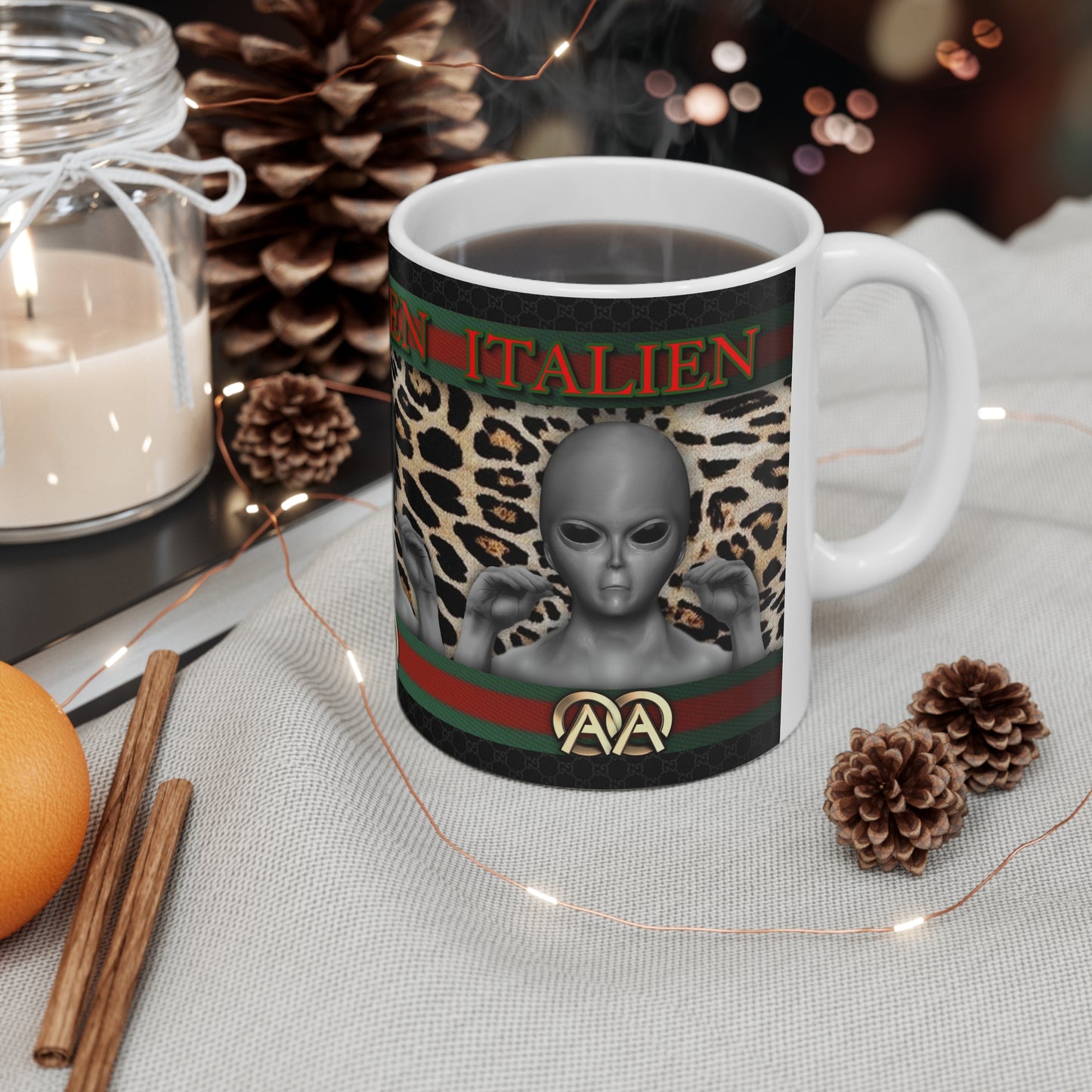ITALIEN DESIGNER #3 WHITE GLOSSY MUG 11 OZ