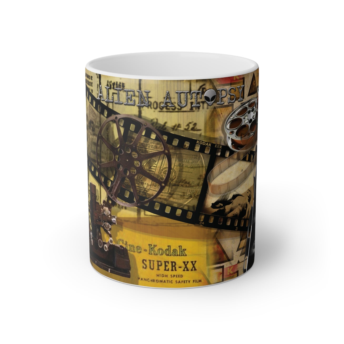ALIEN AUTOPSY SUPER XX FILM #2 WHITE GLOSSY MUG 11 OZ