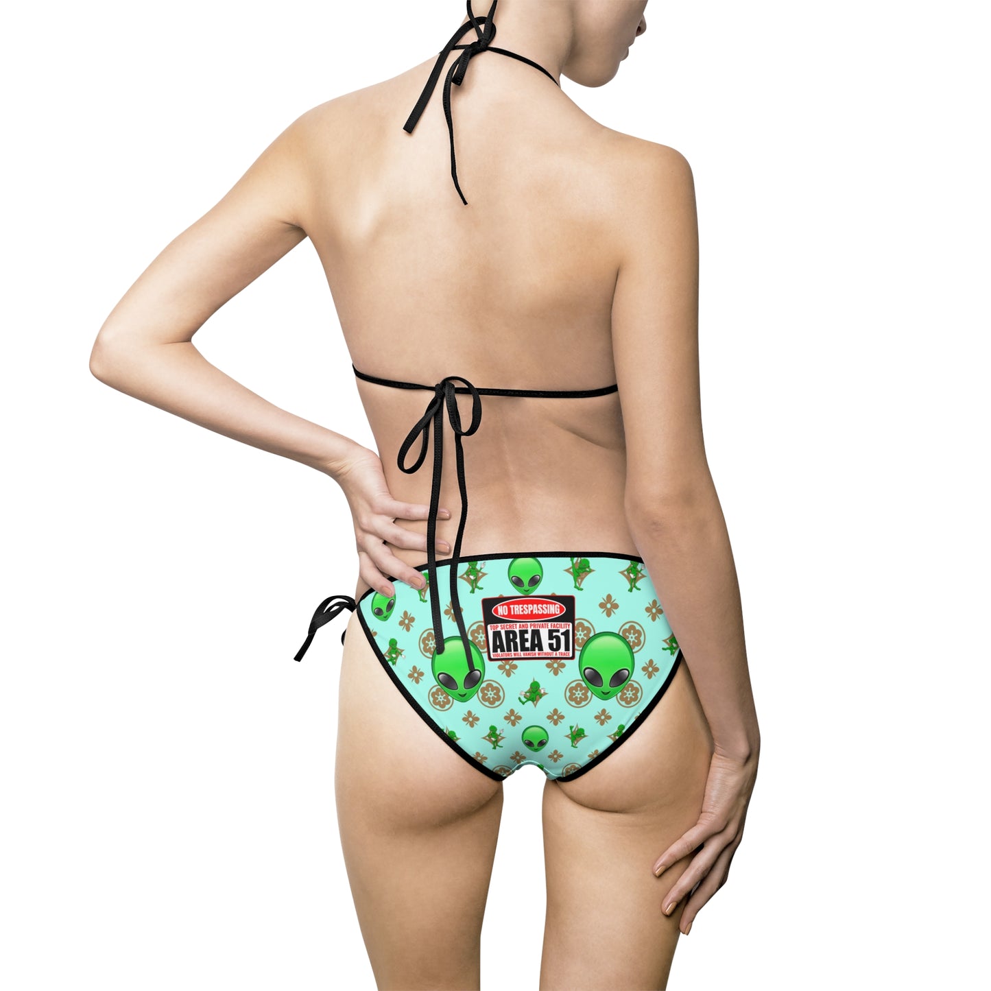 WW "AREA 51" Blue Fun Aliens Motif Women's Bikini Swimsuit