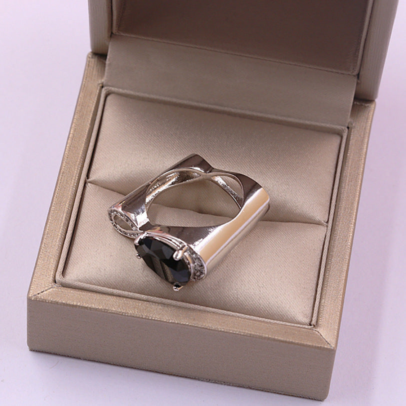 ALIEN DESIGN GEOMETRIC HIGH CARBON QUALITY ZIRCON DIAMOND RING MICRO-INLAID