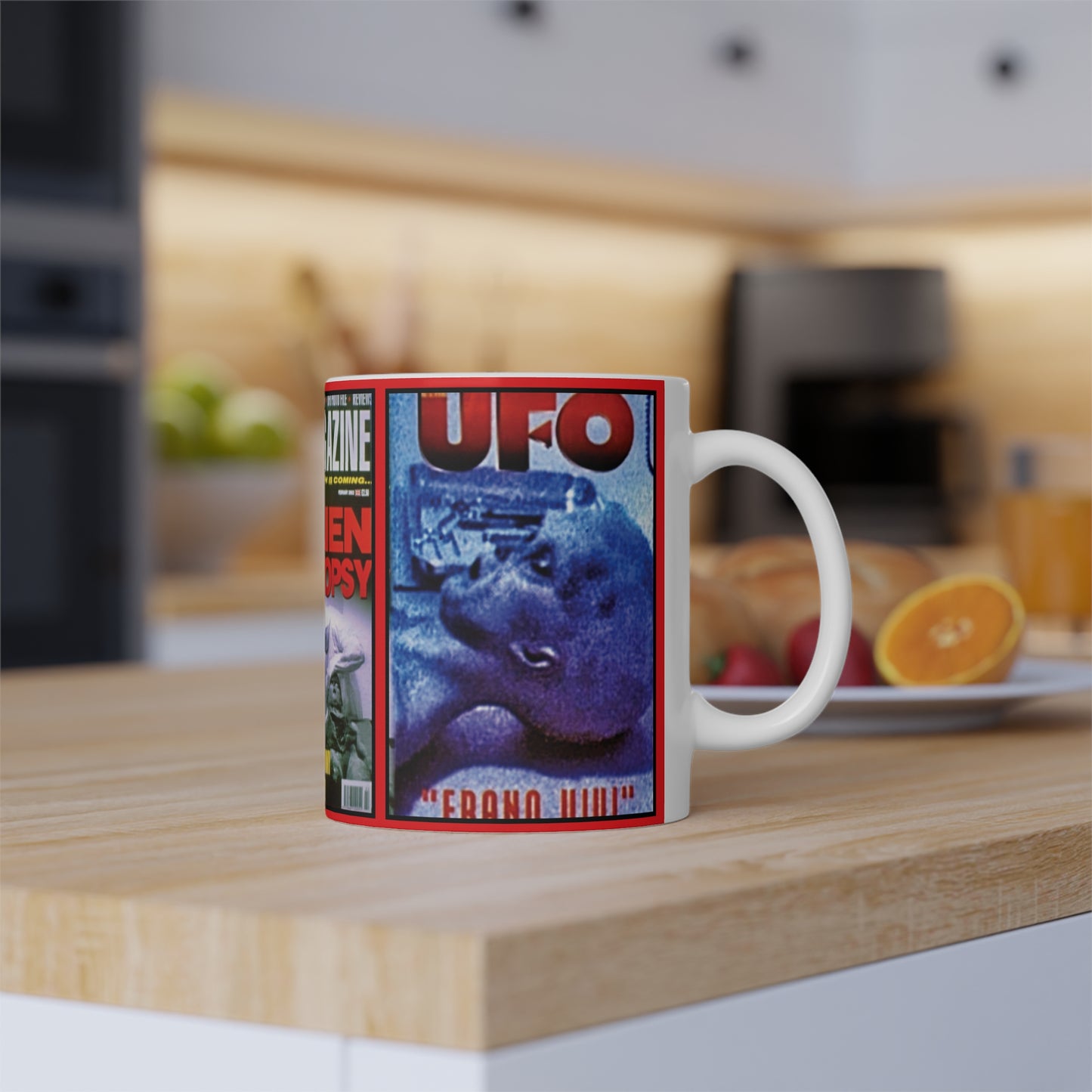 ALIEN AUTOPSY UFO MAGAZINES WHITE GLOSSY MUG 11 OZ