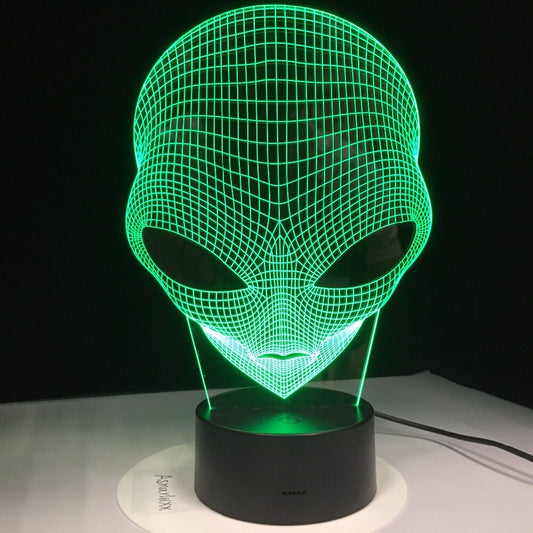 HOLOGRAM ILLUSION POP-EYED ALIEN 1PIECE 7 COLORS CHANGING 3D ACRYLIC SHAPE LAMP NIGHT LIGHT WITH TOUCH SWITCH LUMINARIA GX265