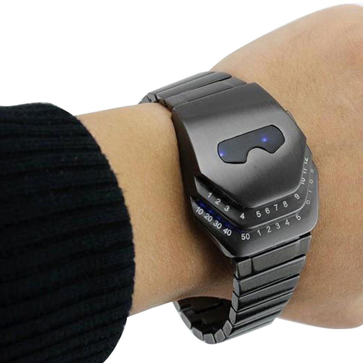 ALIEN FASHION STAR FLEET MEN'S STAINLESS STEEL BLUE LED WRIST WATCH GIFT COOL FUTURISTIC  STYLE