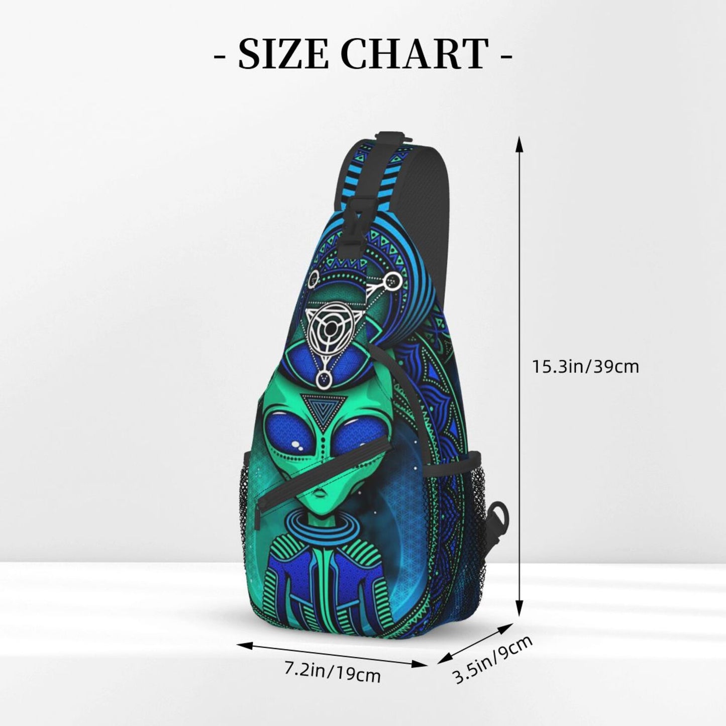 B 'UFO Cool Alien Crossbody Backpack' and Triangle In Lotus for Unisex Young Adult Hiking Sling Chest Bag Gym Bag Travel Bag