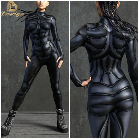FUTURISTIC SPACE ALIEN CATSUIT UNISEX ZIPPER JUMPSUIT 16 YEARS TO ADULTS ZENTAI BODYSUIT GAME PARTY MECHA 3D PRINT COSTUME COSPLAY OUTFIT