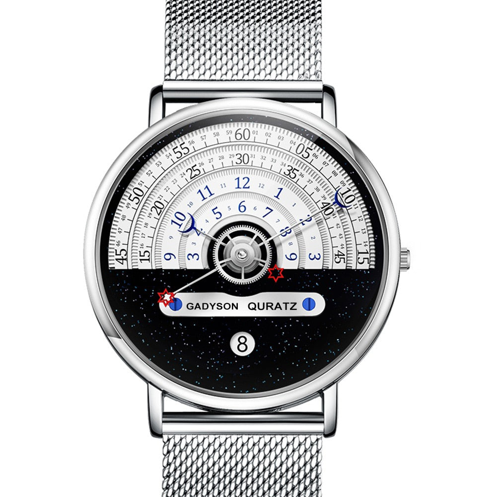 ALIEN SKY STARWATCHER CALENDAR UNISEX QUARTZ, RETRO CASUAL WATCH FOR MEN AND WOMEN, RELOGIO MASCULINO