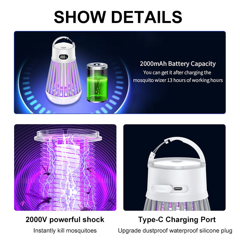 ELECTRIC MOSQUITO KILLER LAMP WITH DIGITAL DISPLAY, RADIATIONLESS INSECT TRAP LIGHT FOR BEDROOM & OUTDOOR USE, SUMMER GADGET BUG ZAPPER REPELLENT
